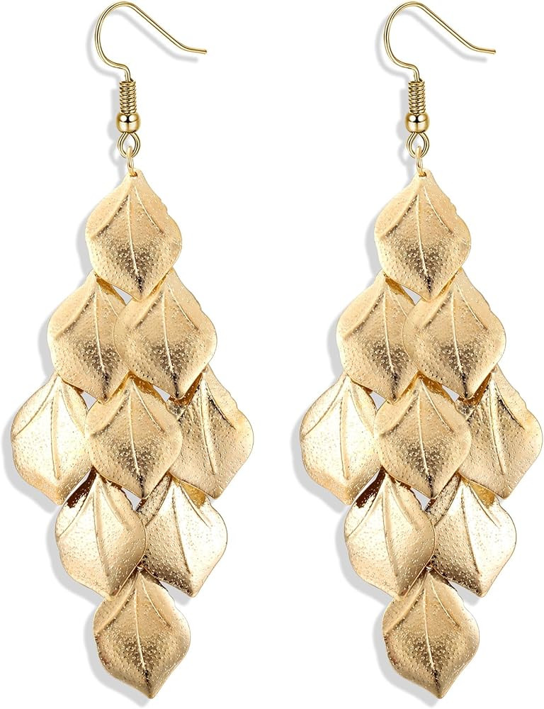 FIBO STEEL Acrylic Petal Earrings for Women Red Statement Earrings Dangle Rhombic Boho Flower Lim... | Amazon (US)