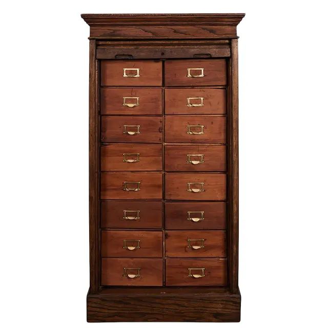 1900s Roll Front Card File Cabinet | Chairish