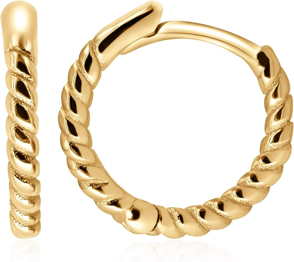 18K Gold Vermeil Twisted Hoop Earrings Small Hoops | Amazon (US)