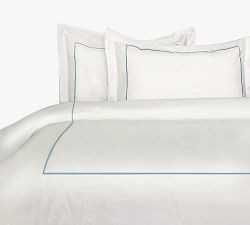 Lena Percale Embroidered Single Stripe Duvet Cover Set | Pottery Barn (US)