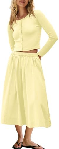 Panadila Womens 2 Piece Lounge Sets Matching Vacation Outfits Ribbed Button Down Cardigan and Ela... | Amazon (US)