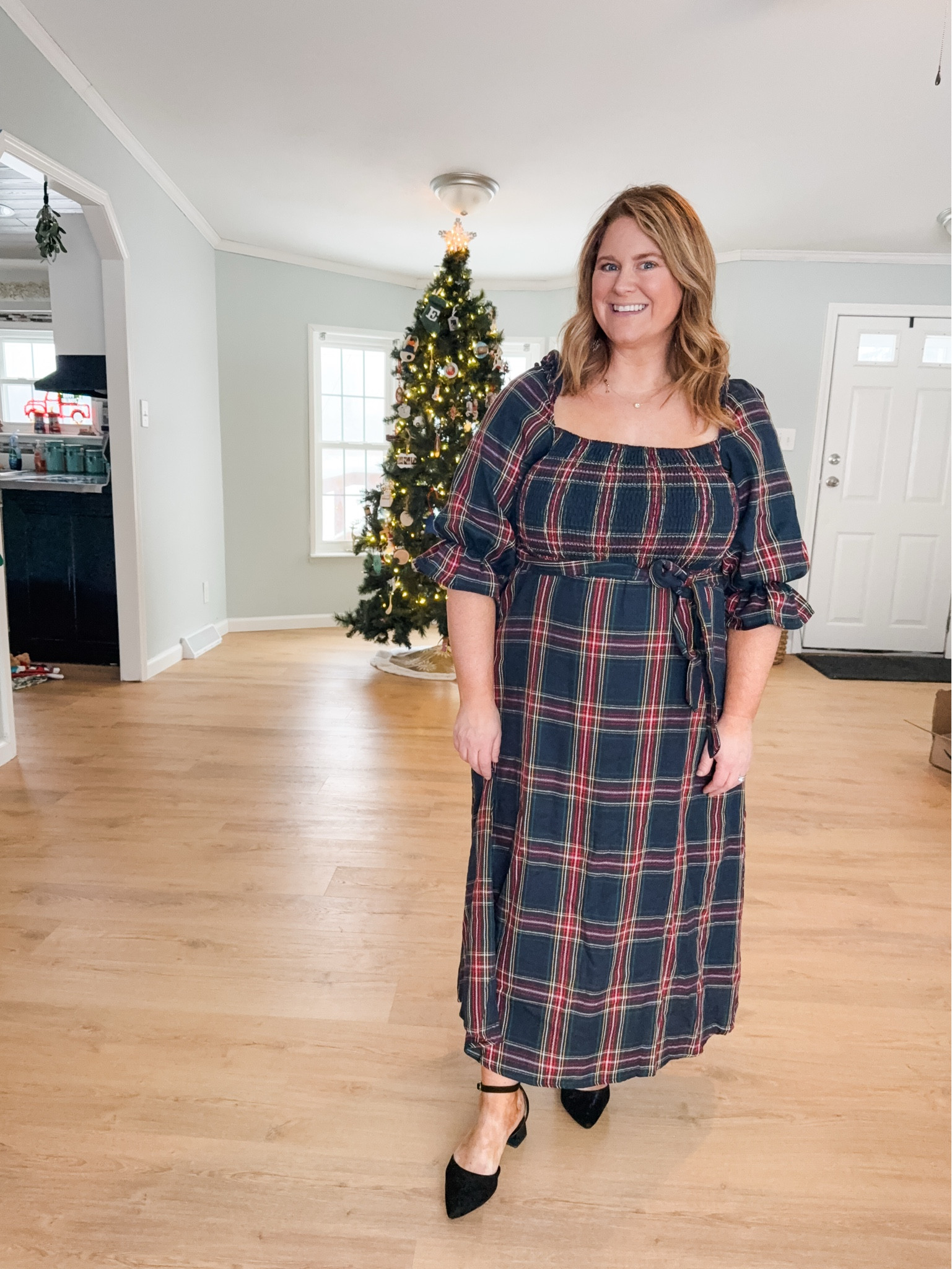 Wearing an XL in my Christmas plaid dress 

#LTKMidsize #LTKHoliday #LTKSeasonal
