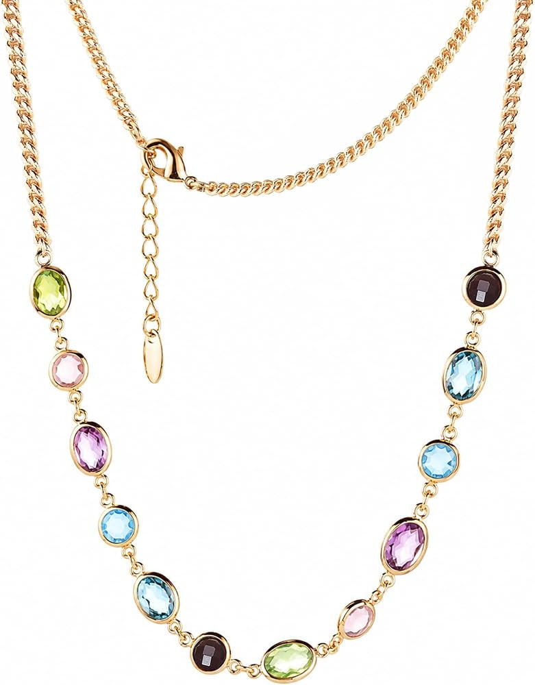 LUCA SMITH Colorful Necklace for Women Statement Rainbow Station Necklace | Amazon (US)
