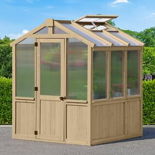 Meridian 6.7 ft. x 6 ft. DIY Garden Plant Greenhouse Kit with Polycarbonate Windows and Automatic Roof Ventilation | The Home Depot