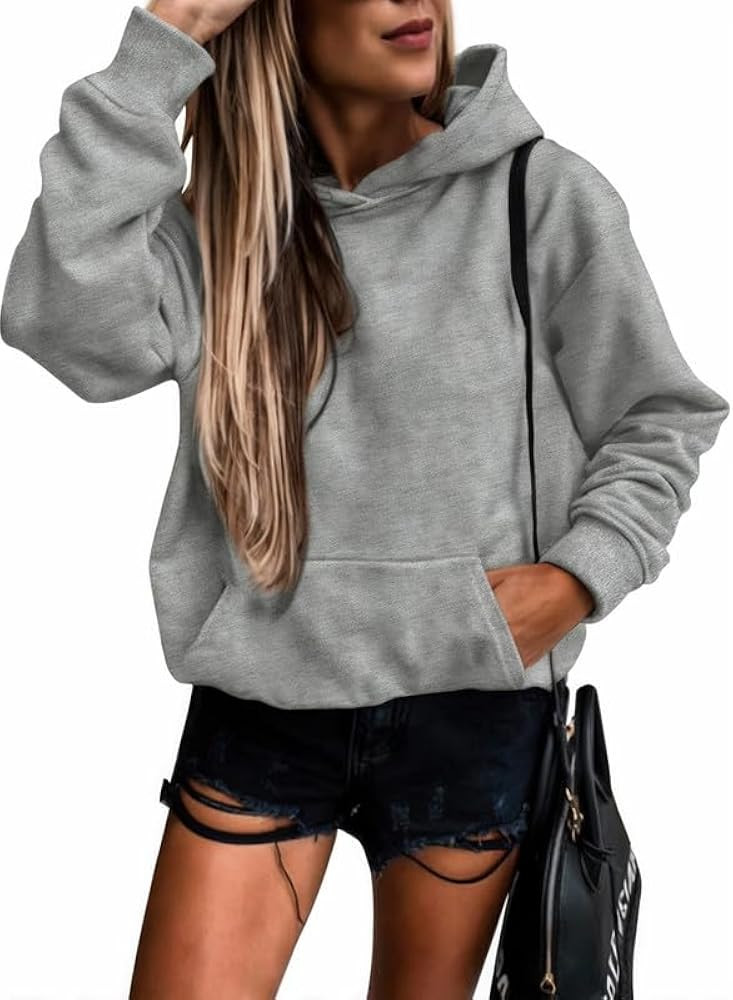 SHEWIN Women's Regular Fit Acrylic Blend Solid Color Long Sleeve Hooded Sweatshirt with V Neck, S... | Amazon (CA)