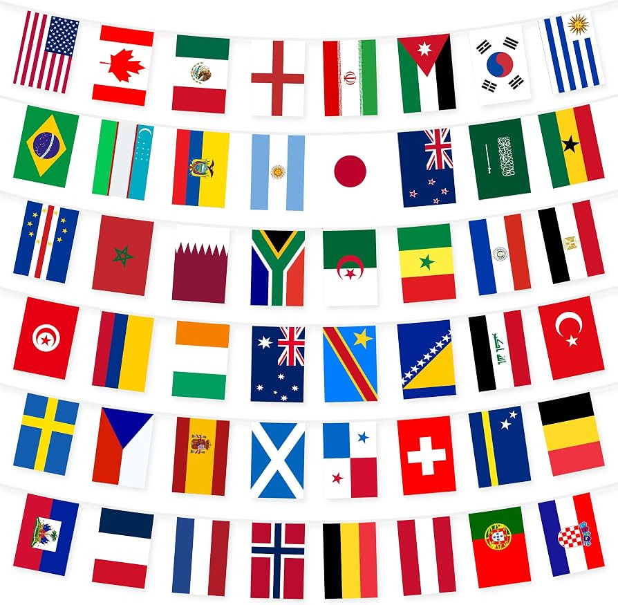 2026 International Soccer Decorations 48 Countries String Flags Banner, Global Football Party Bun... | Amazon (US)