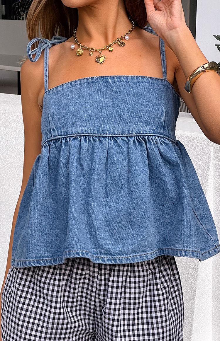 Ethel Blue Denim Top | Beginning Boutique (US)