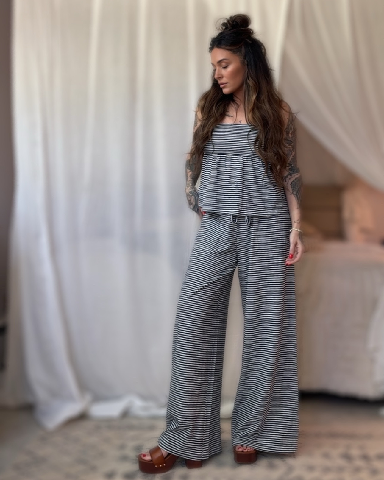 AE Sunchaser Knit High-Waisted Pant | Comfy cotton slub
Drawstring waist
Stripes
This is Real Good: Made with the planet in mind & a promise to continue to do better | For Her | Summer Wear | Casual Outfit 