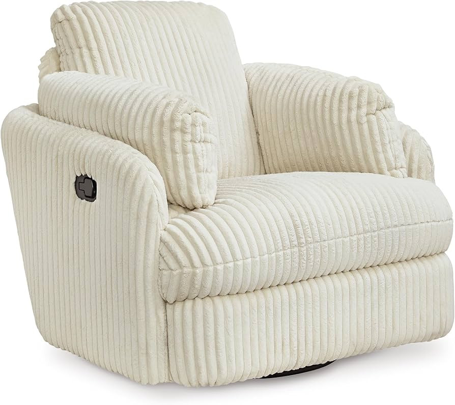 Signature Design by Ashley Tie-Breaker Casual Swivel Glider Recliner with Hidden Storage, White | Amazon (US)