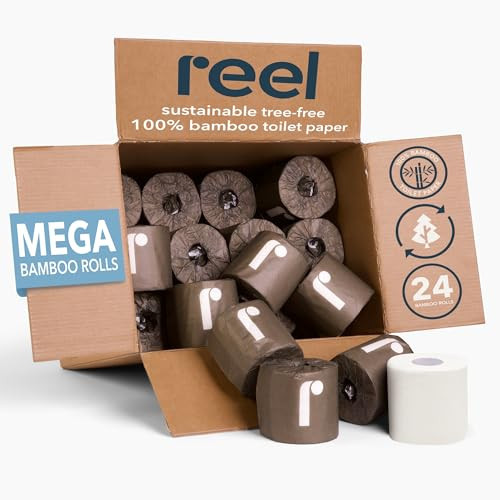 Reel Premium Toilet Paper - 24 Rolls of Toilet Paper - 3-Ply Made From Tree-Free - Zero Plastic Packaging, Septic Safe | Amazon (US)