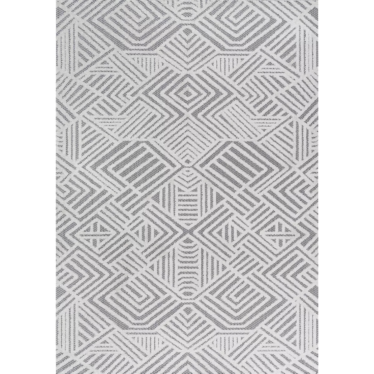 JONATHAN Y Jordan High-Low Pile Art Deco Geometric White/Black 8 ft. x 10 ft. Indoor/Outdoor Area... | Target