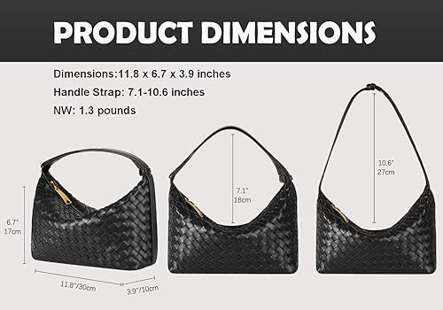 Vegan Leather Woven Tote Handbag, Top-handle Shoulder Bag, Woven Leather Pure Underarm Purse, Clu... | Amazon (US)