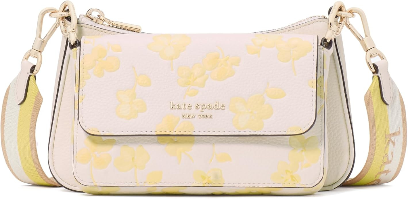 kate spade new york Double Up Spring Pansies Embossed Pebbled Leather Crossbody: Handbags: Amazon... | Amazon (US)