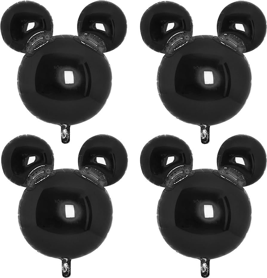 4Pcs Black Mouse Head Foil Balloons For Kids, Mouse Balloon Mouse Birthday Party Supplies Favors ... | Amazon (US)