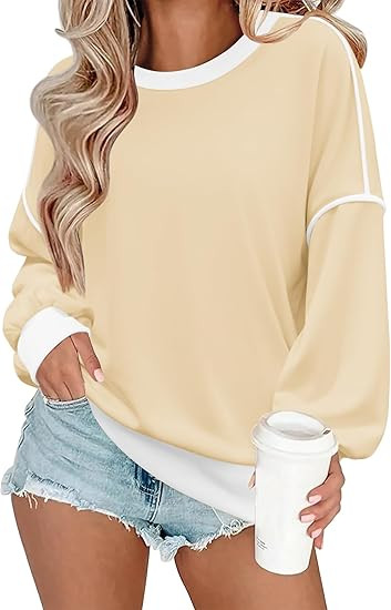 Zeagoo Women Crewneck Sweatshirts Pullover Tops Long Sleeve Shirts Loose Fit Tops Casual Fall Out... | Amazon (US)