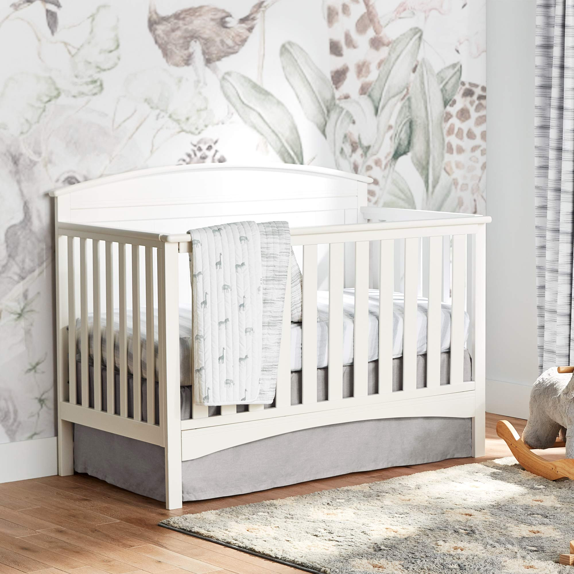 Lush Decor Baby Printed Linen Textured Solid Crib Skirt, Gray 52"L x 28"W + 16" Drop | Amazon (US)