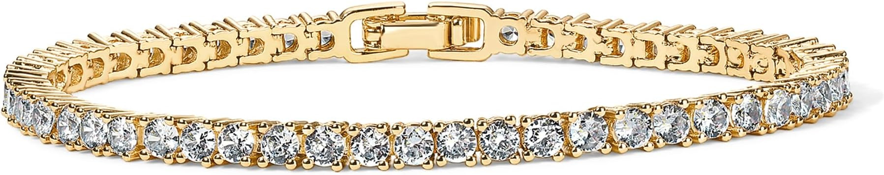 PAVOI 14K Gold Plated 3mm Cubic Zirconia Classic Tennis Bracelet | Gold Bracelets for Women | Sta... | Amazon (US)