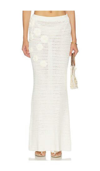 MORE TO COME Tirzah Crochet Maxi Skirt in Ivory. - size M | Revolve Clothing (Global)