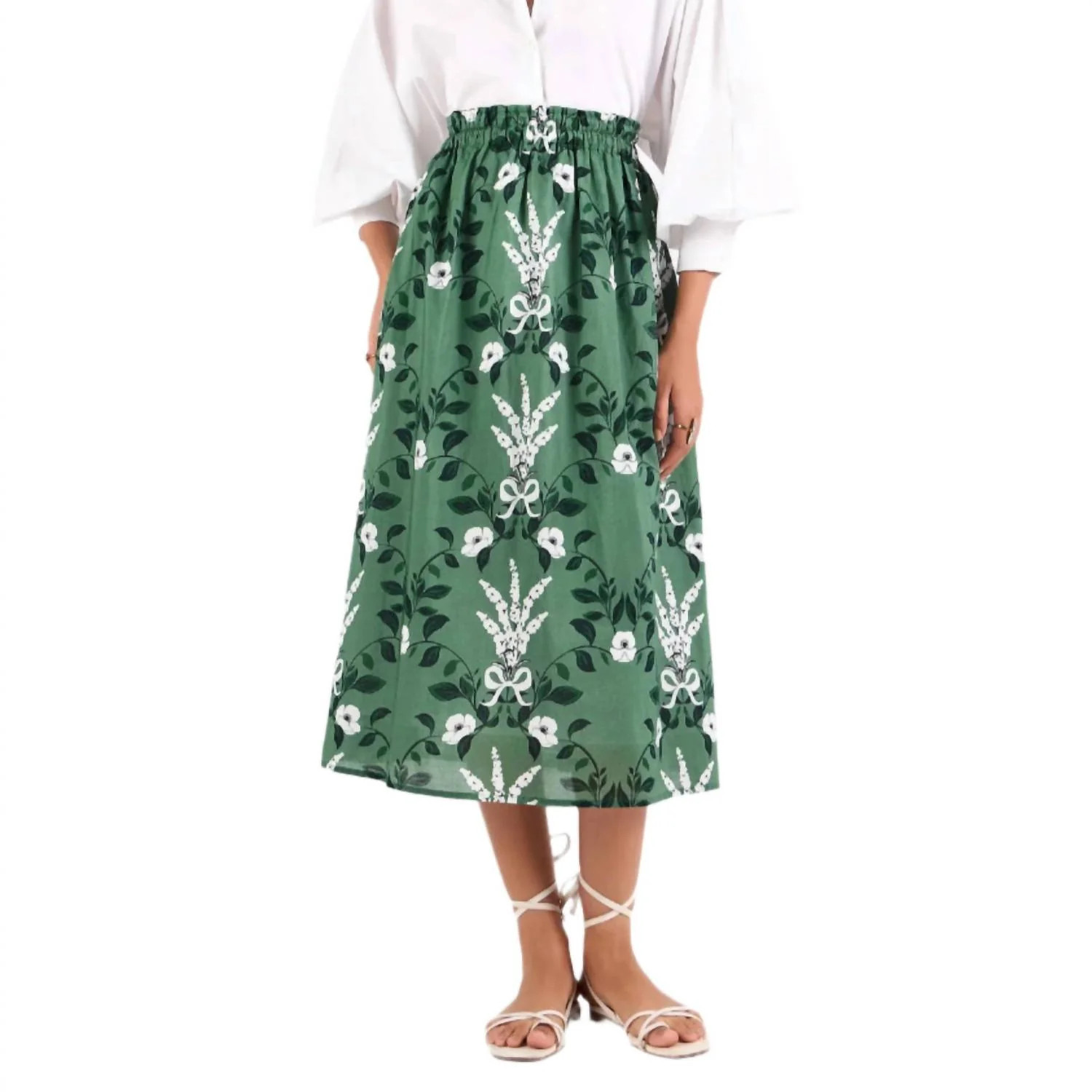 Amber Midi Skirt In Green | Shop Simon