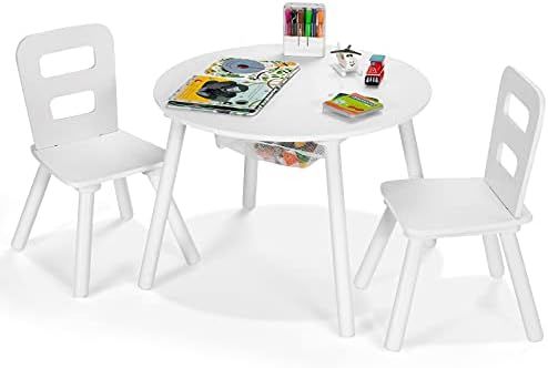 Costzon Kids Table and Chair Set, Wood Activity Table w/Center Mesh Storage, Children Furniture Gift | Amazon (US)