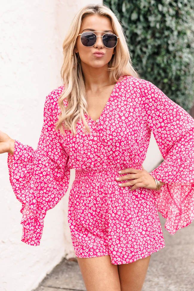 I Keep Hoping Ditsy Floral Pink Romper FINAL SALE | Pink Lily
