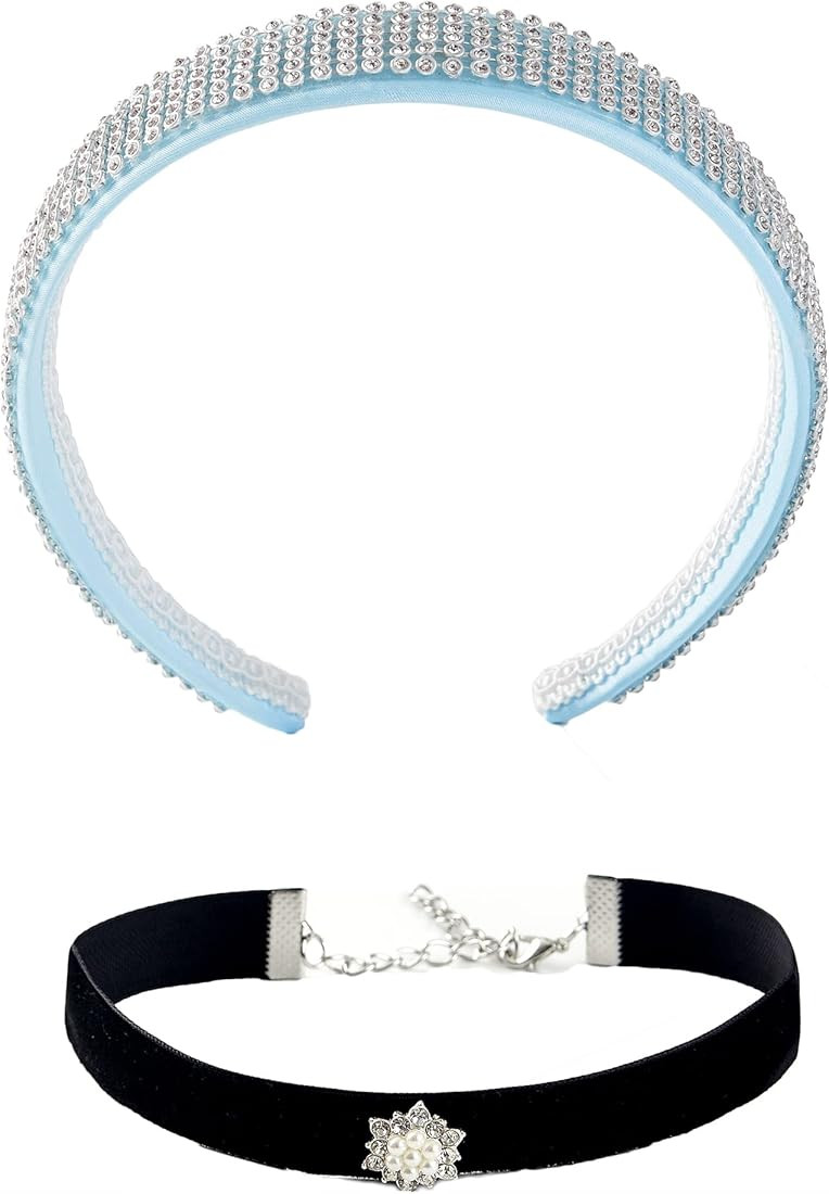 Women Princess Costume Headband & Choker Set Halloween Dress Up Accessories | Amazon (US)
