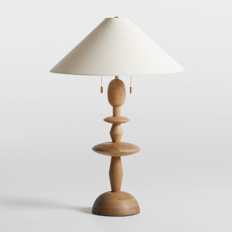 Tournage Oak Wood Table Lamp with Ivory Shade by Athena Calderone | Crate & Barrel | Crate & Barrel