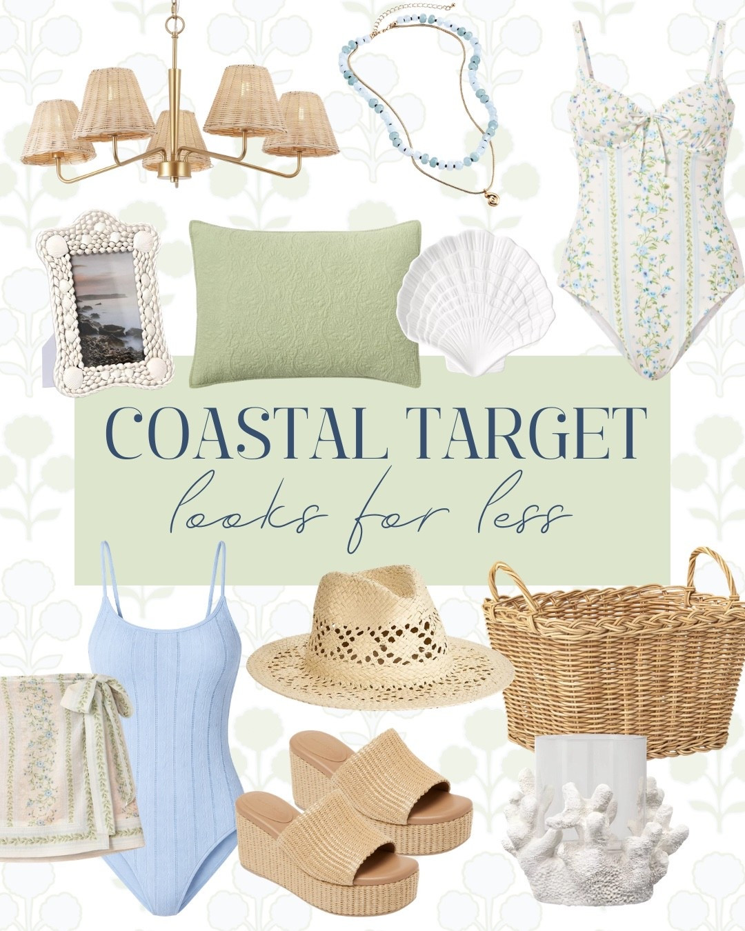 New coastal Target finds I am loving! 

Target style, Target swim, designer look, looks for less, rattan decor, beach looks, spring break looks, blue and green, shell frame, new at Target 

#LTKSeasonal #LTKHome