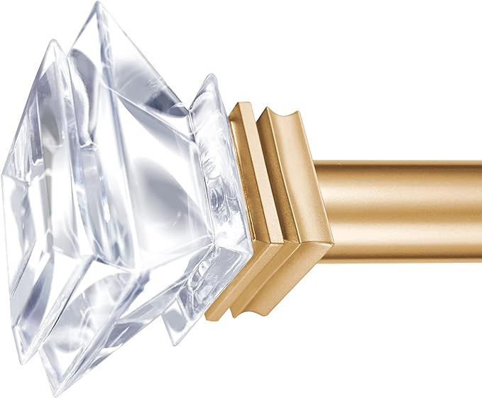 1 inch Curtain Rods for windows 36 to 72" with Square Crystal Diamond Finials, Single Rod Adjusta... | Amazon (US)