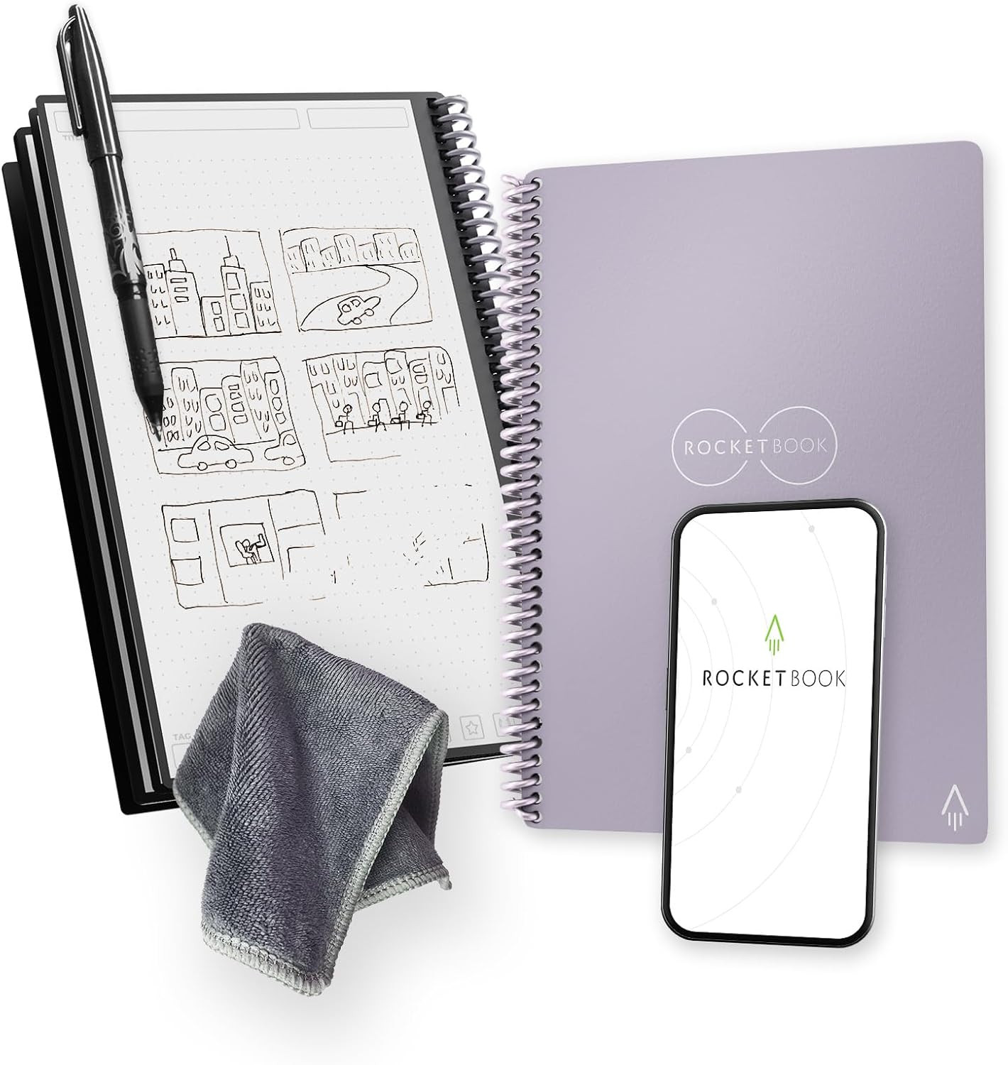 Rocketbook Core Reusable Spiral Notebook, Executive Size 6x8.8, Lilac - Dotted Pages, App-Connect... | Amazon (US)