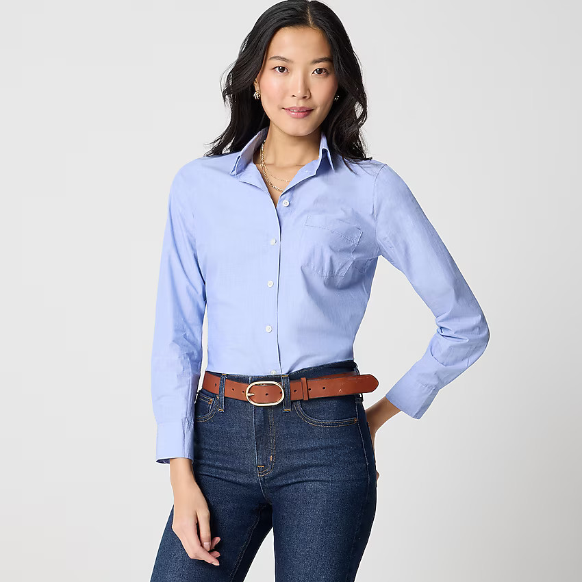 Signature-fit button-up shirt in end-on-end cotton | J.Crew Factory