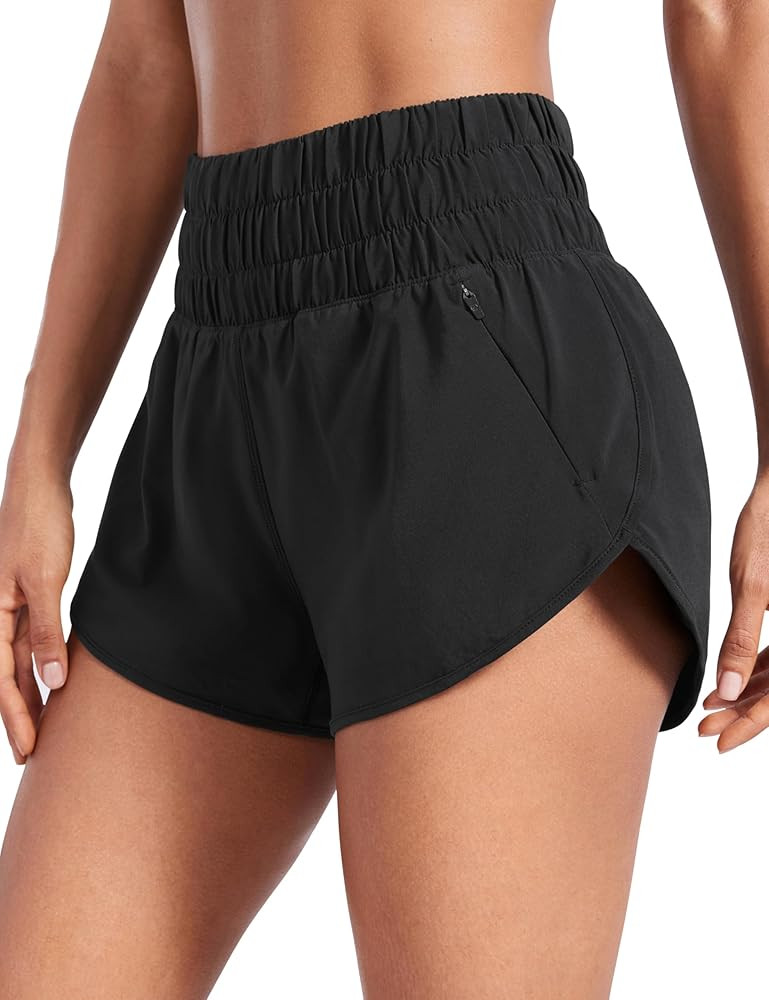 CRZ YOGA High Waisted Dolphin Running Shorts for Womens Mesh Liner for Gym Workout Athletic with ... | Amazon (US)