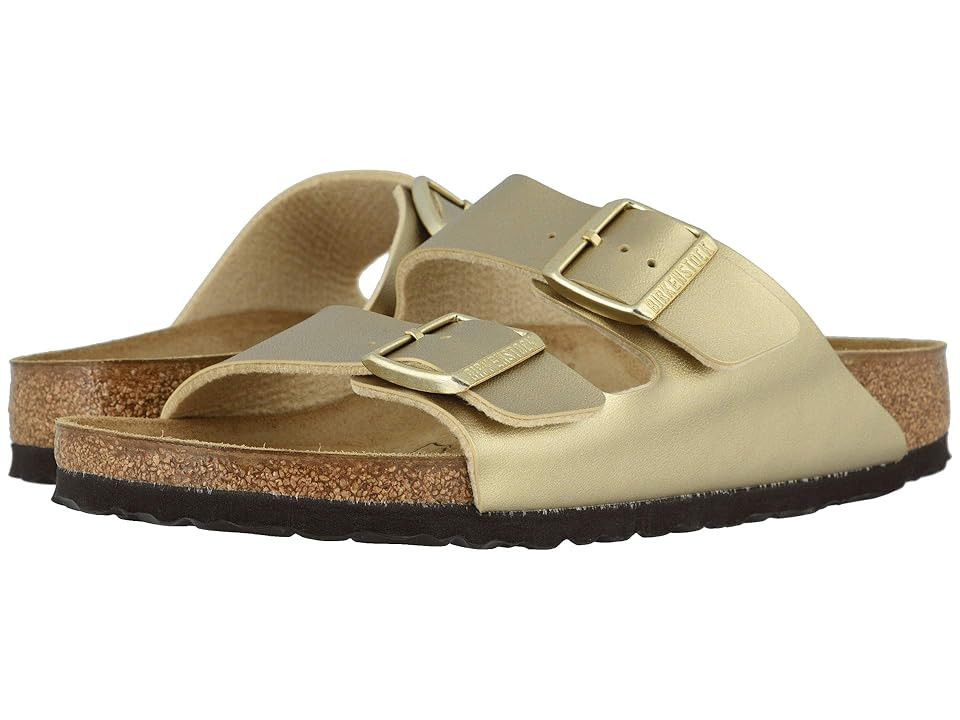 Birkenstock Arizona Birko-Flor (Gold Birko-Flor) Women's Sandals | Zappos