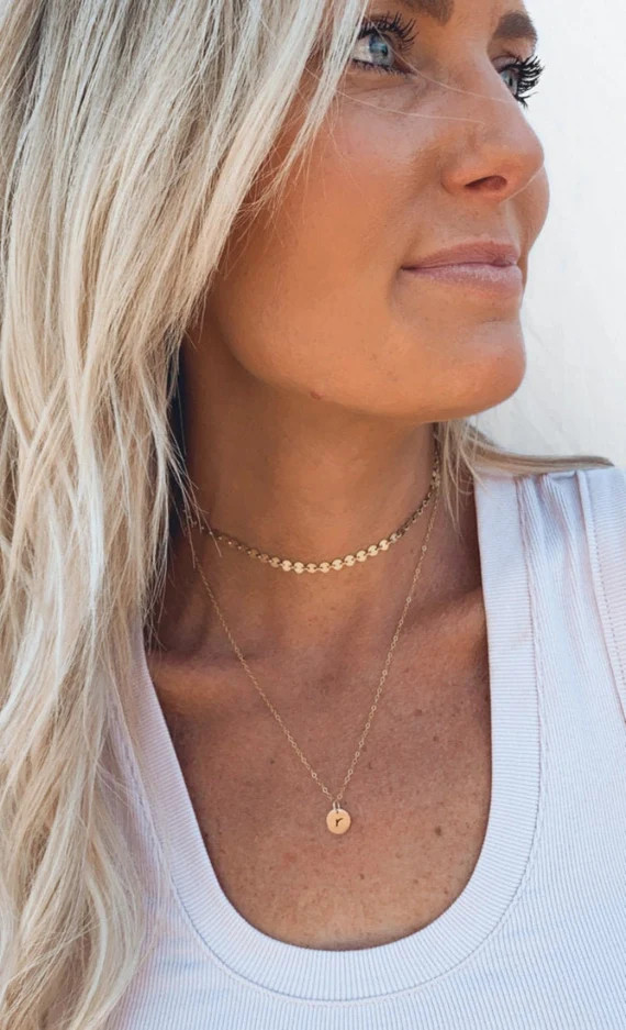 Dainty Initial Disc Necklace  Initial Necklace  Personalized - Etsy | Etsy (US)