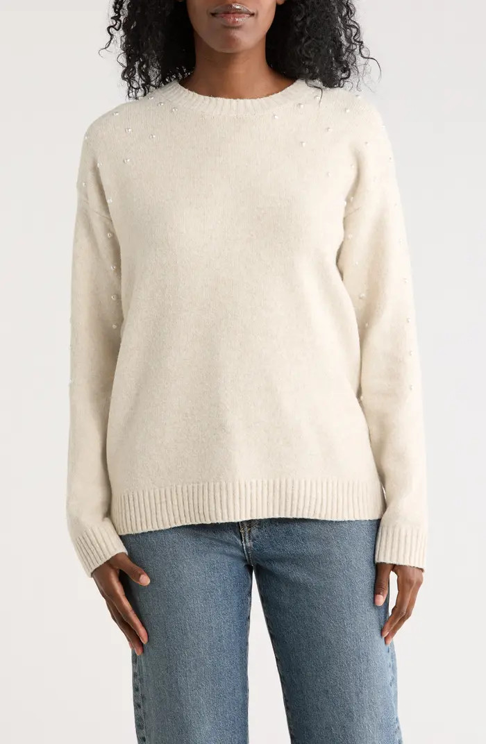 Bobeau Heart Faux Pearl Sweater | Nordstromrack | Nordstrom Rack
