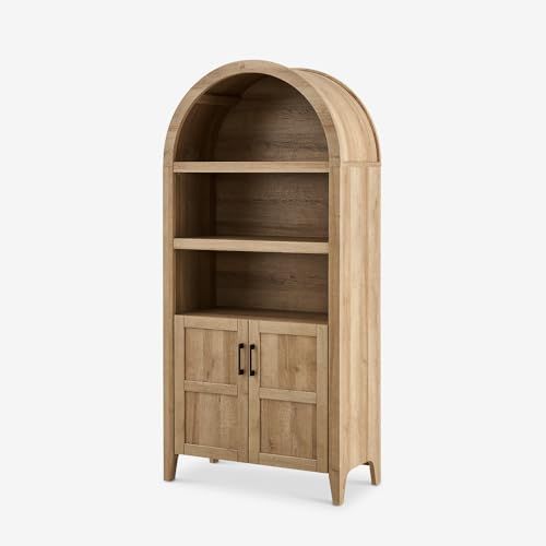 mopio Lauren 65.4" Arched Cabinet, 5-Tier Arched Bookcase with Doors and Shelves, Arched Bookshel... | Amazon (US)