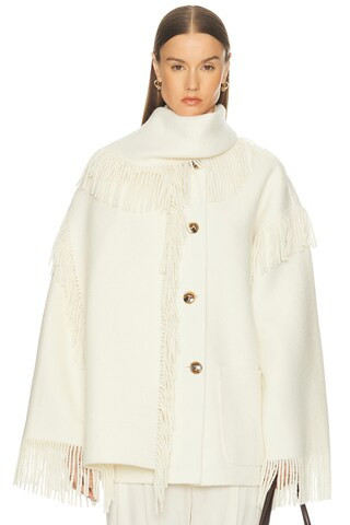 Toteme Fringed Scarf Jacket in Cream | FWRD 