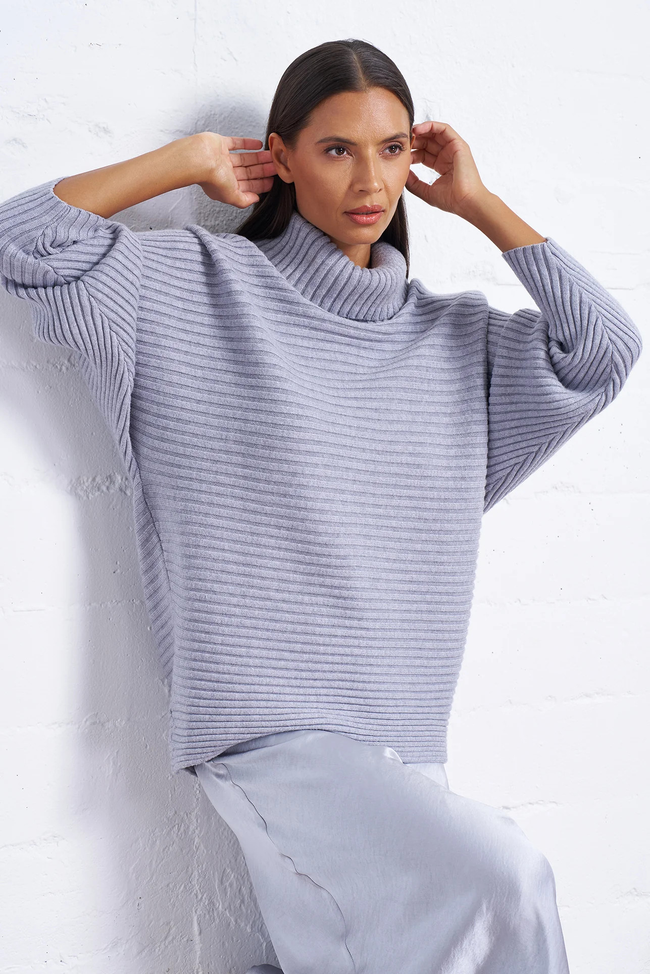 Ribbed Dolman Turtleneck Sweater | Franne Golde