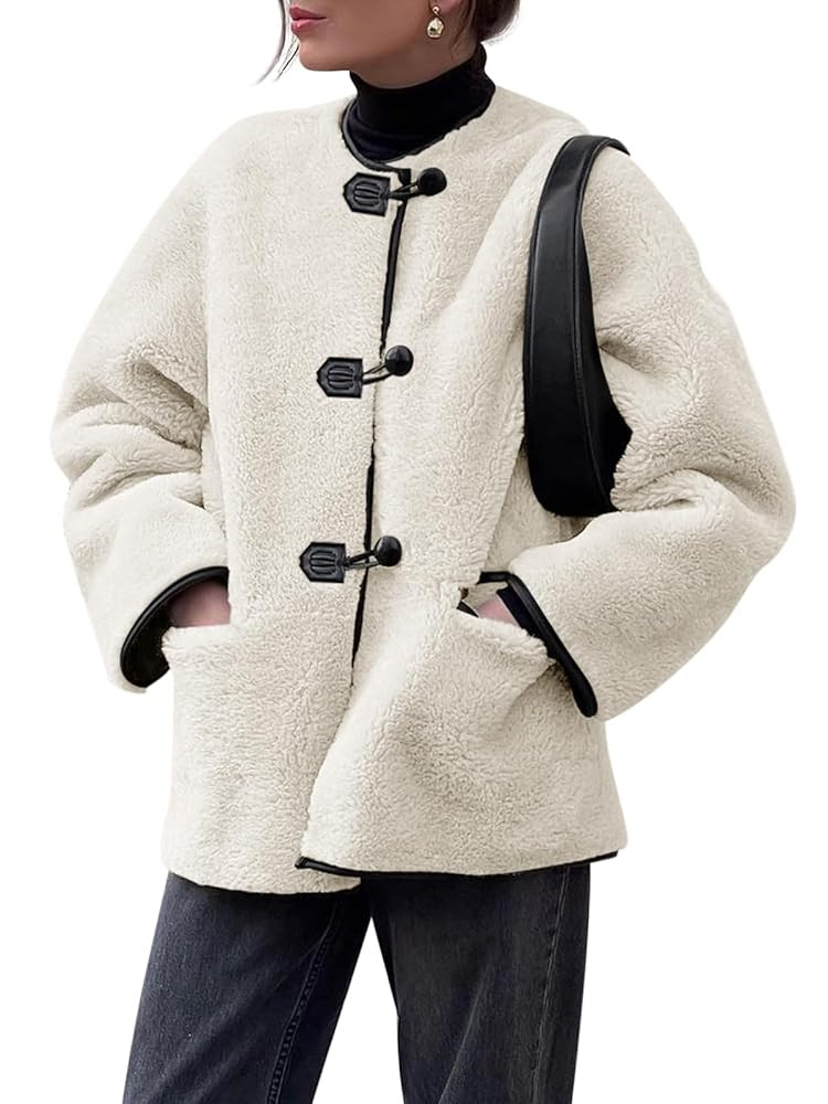 Cicy Bell Womens Faux Fur Jacket Fuzzy Coat Long Sleeve Button Front Warm Winter Outerwear with P... | Amazon (US)