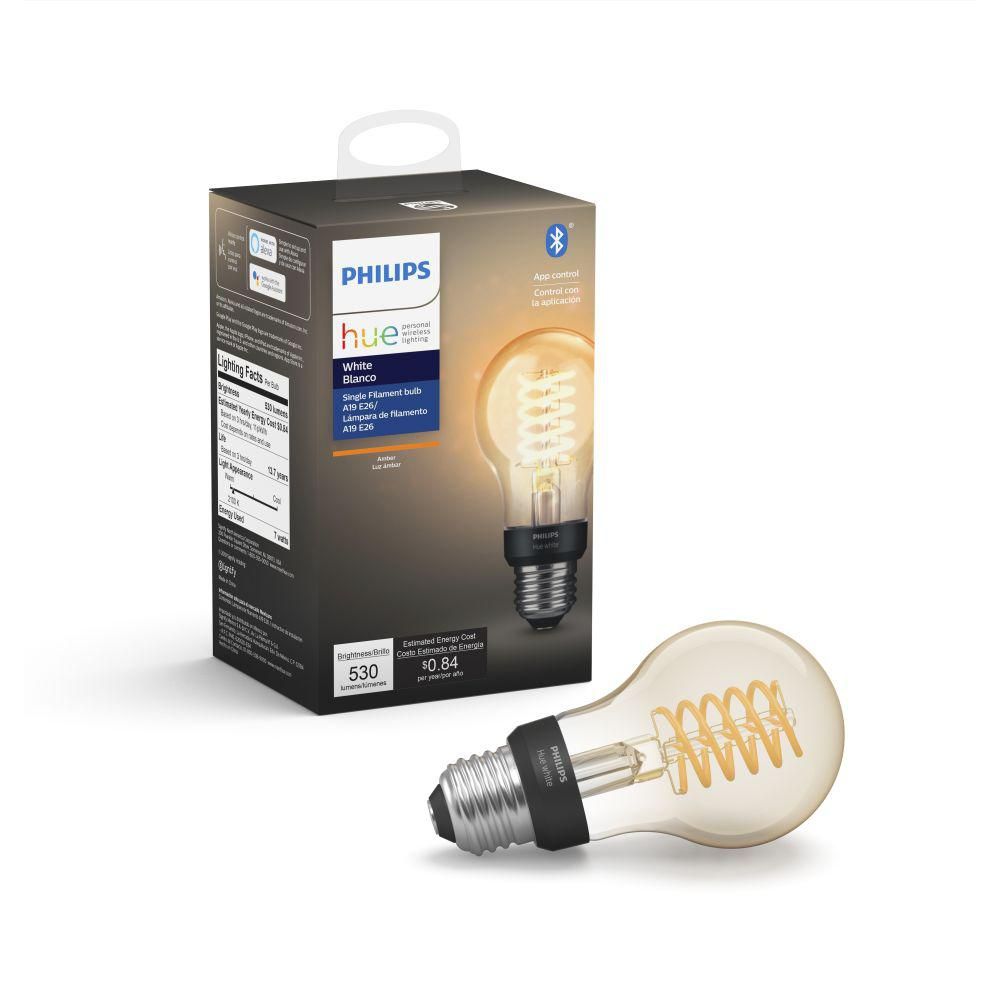 Philips Hue White A19 LED 40W Equivalent Dimmable Wireless Edison Smart Light Bulb with Bluetooth | The Home Depot
