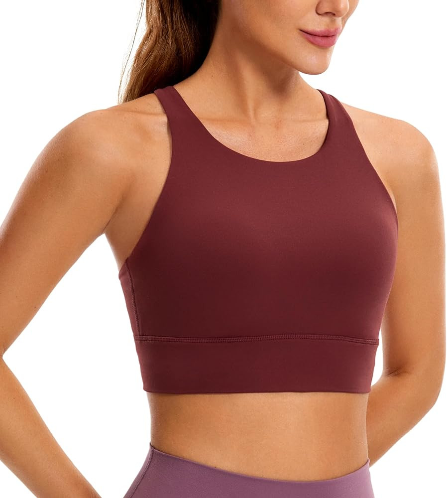 CRZ YOGA Womens Butterluxe Strappy High Neck Longline Sports Bra - Padded Criss Cross Back Workou... | Amazon (US)