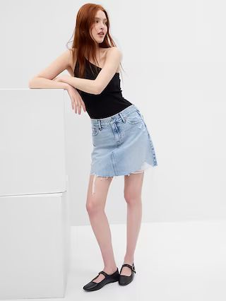 High Rise Denim Mini Skirt with Washwell | Gap (CA)