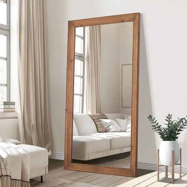 Rustic Wooden Frame Wall Mirror - Full Length Mirror with Natural Wood Grain - 71*35 - Bed Bath &... | Bed Bath & Beyond