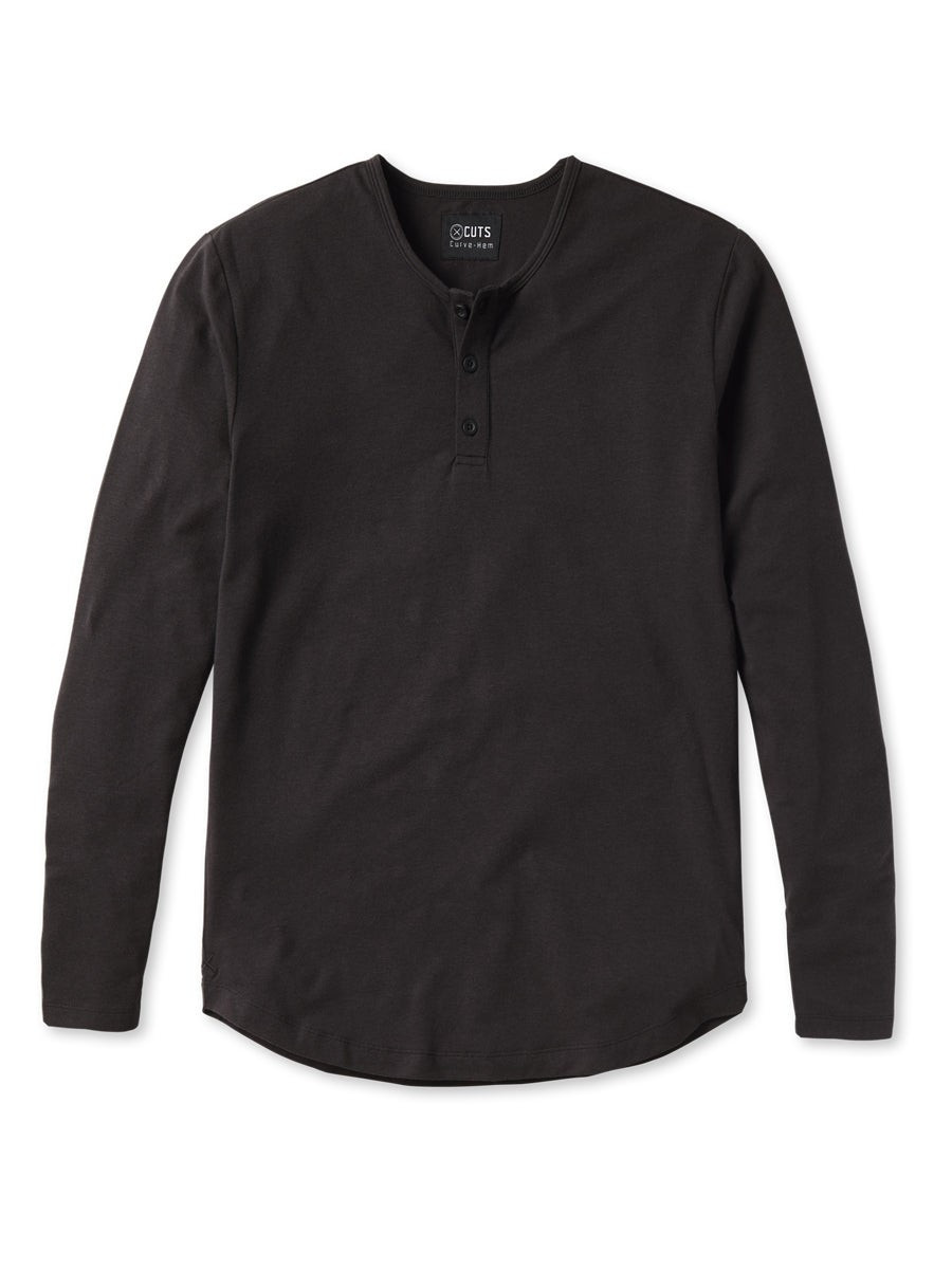 AO Long Sleeve Henley Curve-Hem | Cuts Clothing