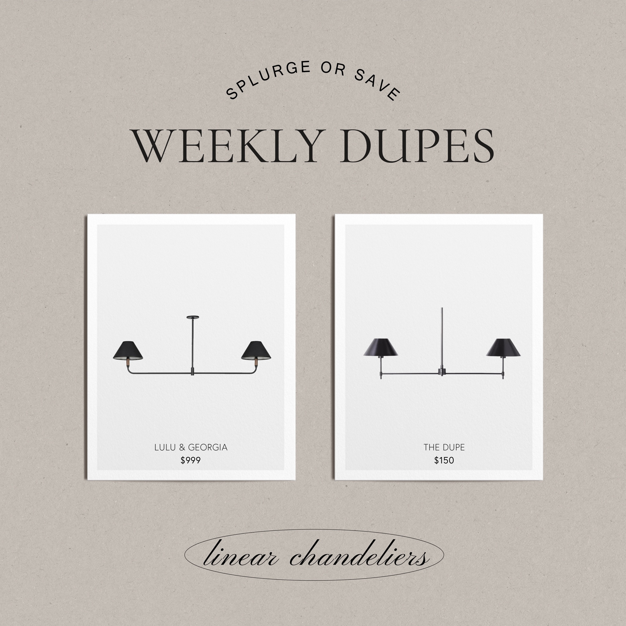 Lulu & Georgia Dupe- black shaded two light linear chandelier 