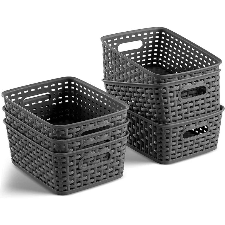 Set of 6 Plastic Storage Baskets - Small Pantry Organizer Basket Bins - Household Organizers with... | Walmart (US)