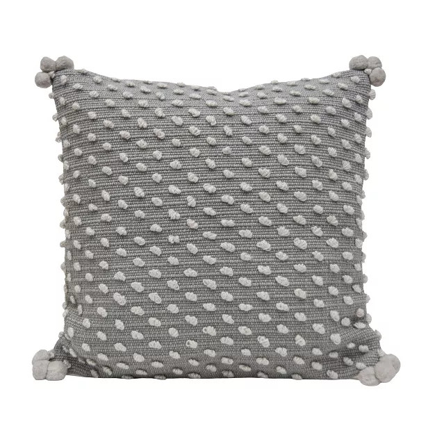 20x20 Inches Hand Woven Gray Polyester with Polyester Fill Pillow - Foreside Home & Garden | Target