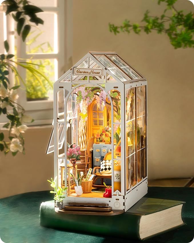Rolife DIY Book Nook Kit Garden House, DIY Miniature Booknook Kit 3D Creative Decorative Bookend ... | Amazon (US)