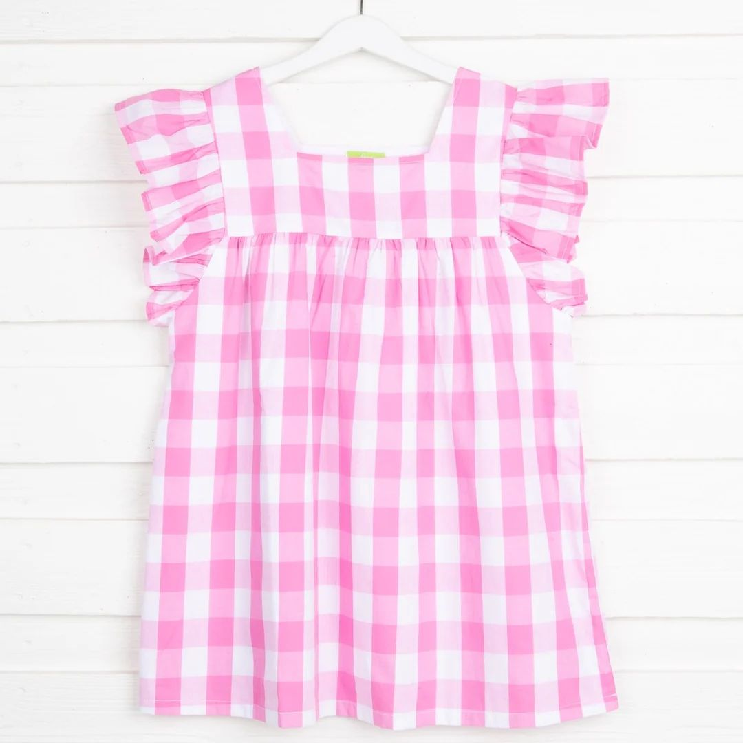 Mom Flutter Sleeve Top Light Pink Gingham | Classic Whimsy