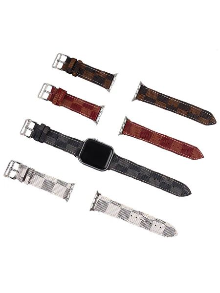 'Mary' Checked Canvas Apple Watch Strap (4 Colors) | Goodnight Macaroon